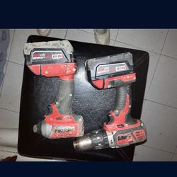 Mileuakee Cordless Drill Set w/ Battery For Each Drill And Brand New Charger 