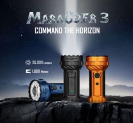 Marauder 3 - 25,000 Lumen Rechargeable Flashlight.  BLUE AND BLACK AVAILABLE