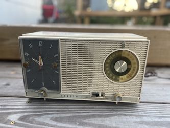 Zenith J727 Electric AM FM Alarm Clock Vacuum Tube Radio Works 1950s