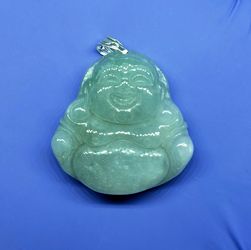 Burmese icy type A jadeite jade pendant lucky happy Buddha.