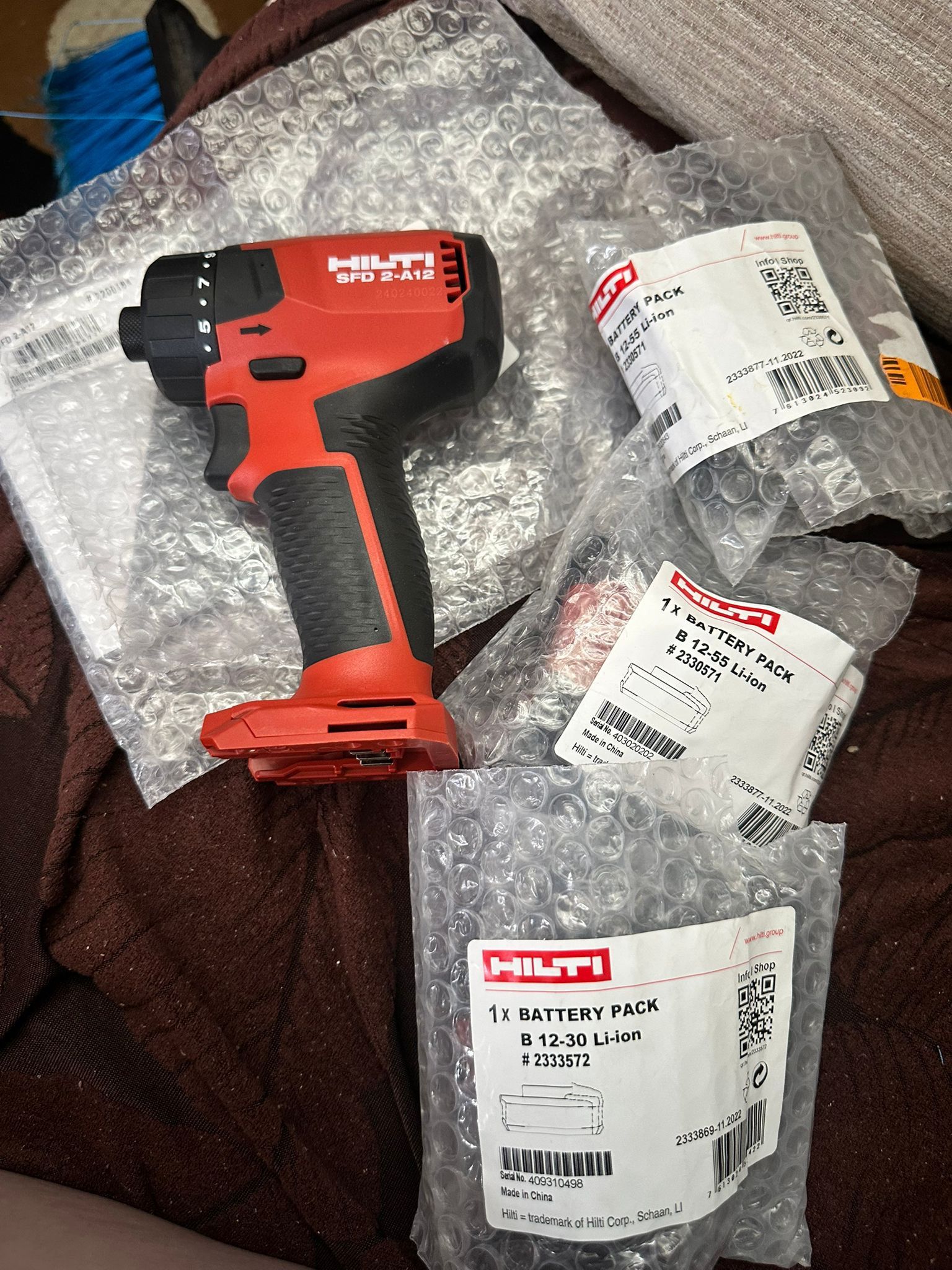 Hilti 12-Volt Lithium-Ion Brushless Cordless 1/4 in. Hex SFD 2-A Screwdriver Plus (1) B12-30 and (2) B12-55 battery