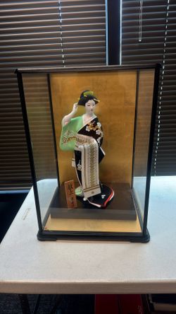 Japanese Doll In Glass Case