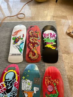 Re-issue skateboard decks. Powell Santa Cruz etc