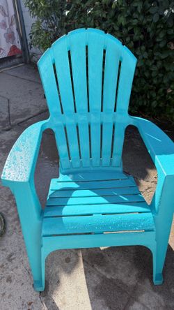 Set of 4 Teal Plastic Adirondack Chairs
