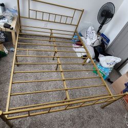 Metal Bed Frame Antique Gold,  Is Disassembled For Easy Carry
