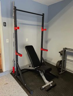 Squat Rack , Adjustable Bench , Weight Bench , Olympic Barbell , Rubber Weights Gym Equipment 
