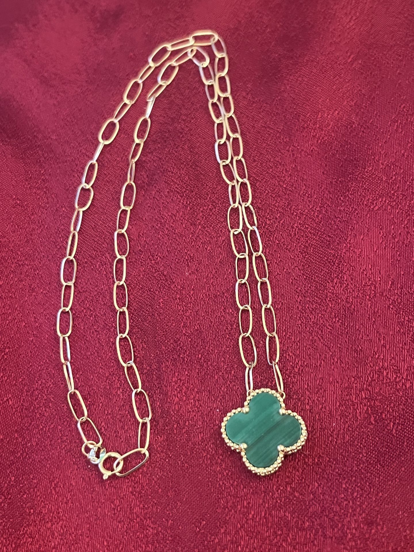 Malachite Necklace With Chain Au750