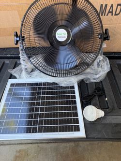Solar Fan with Solar Panel and LED Bulb