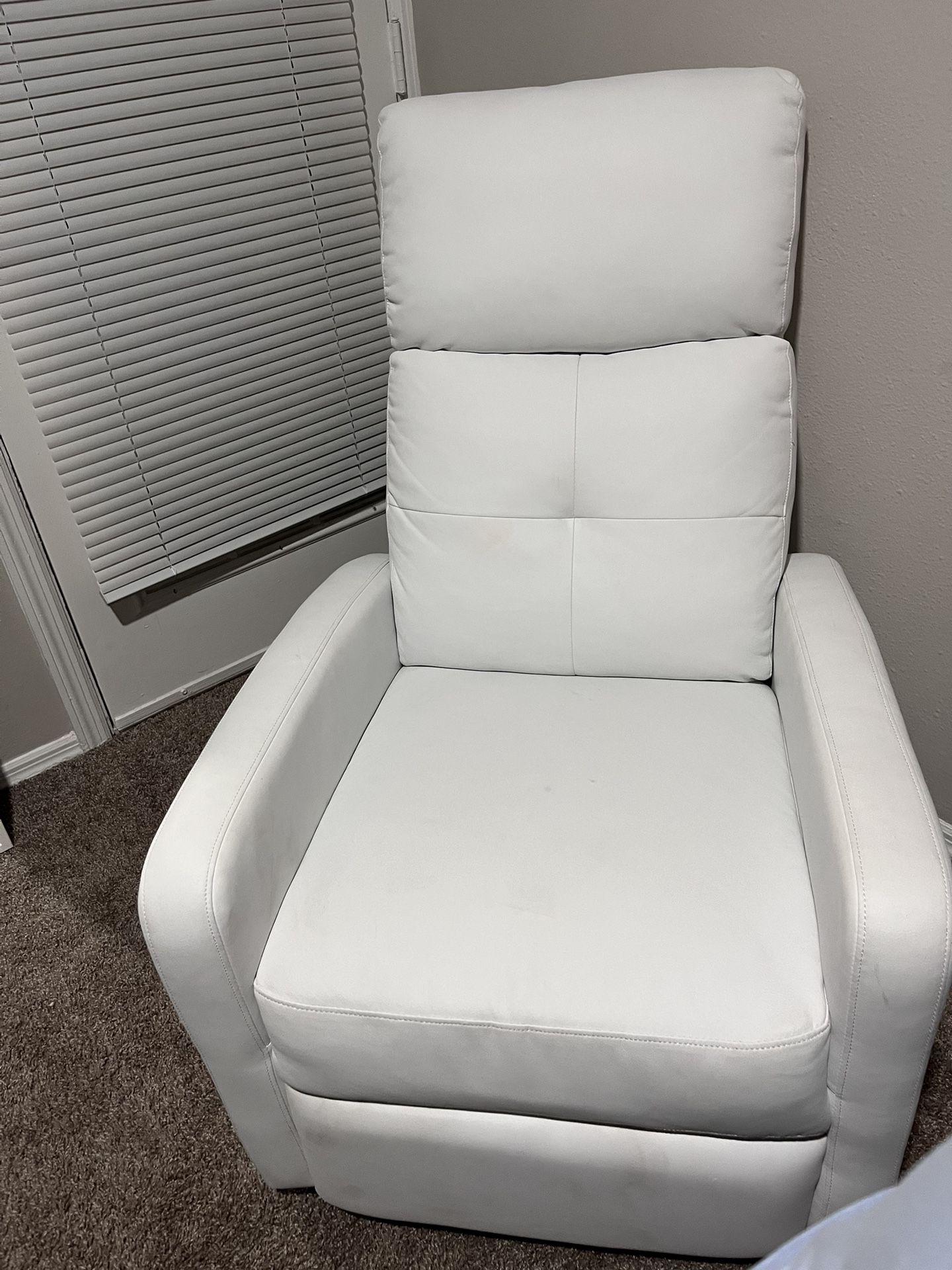 Bright White Leather Recliner