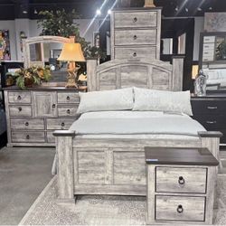 4- Pc Bedroom set Dresser,Mirror  Nightstand (1) Queen size bed frame  Not including Mattress and Box Sp