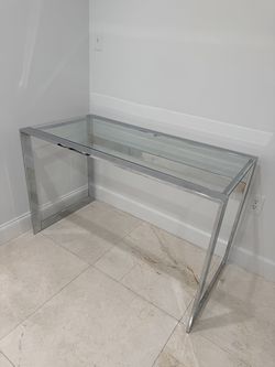Modern Glass Desk – Chrome Frame