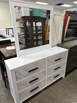 BRAND NEW White Dresser with Mirror