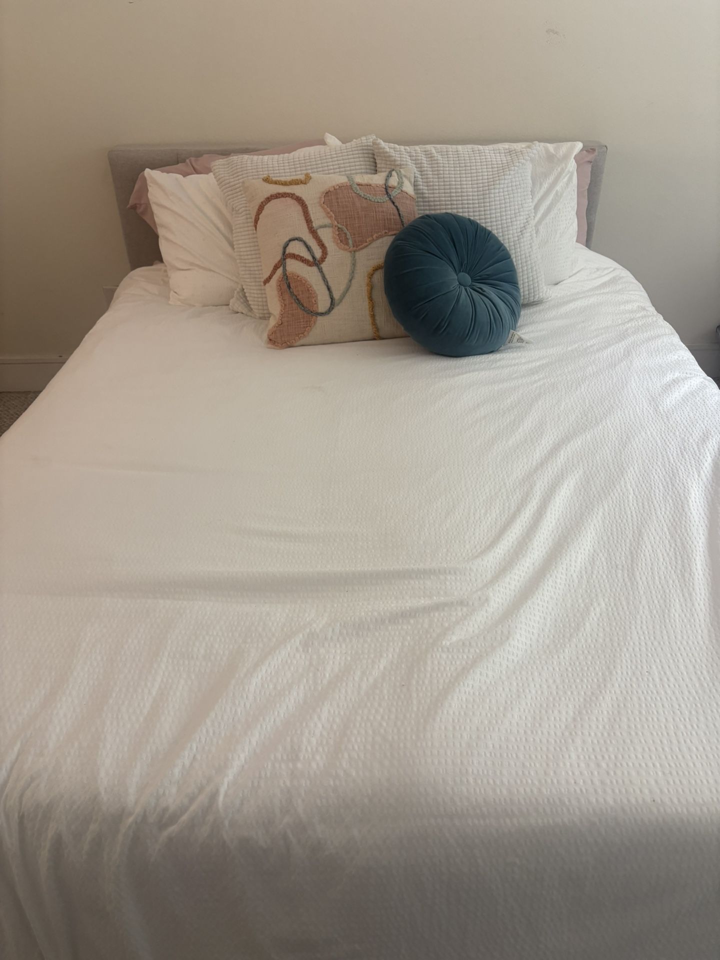 Gray Fabric Bed Frame and Headboard 