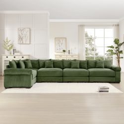 Albany 155" Modular Corduroy Oversized Cloud L-Shaped Sectional Sofa