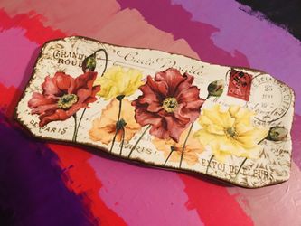 Pier 1 Imports Ceramic Spring Blooms Serving Dish, Decorative Plate, Poppies