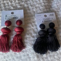 Crimson Red And Midnight Black Earrings 