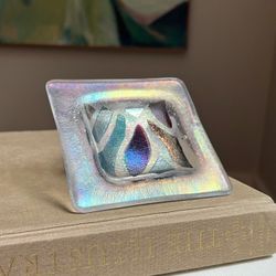 Small Handcrafted Iridescent Ring Dish ( firm on price )