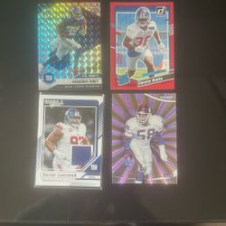 4 Card New York Giants Football Card Lot 