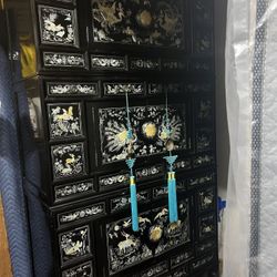 Oriental Cabinet Antique (Mother Of Pearl Inlay)