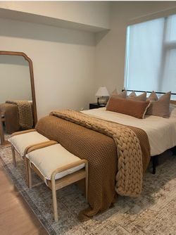 Metal and Wood Platform Bed Frame | Brown Wood and Black Metal