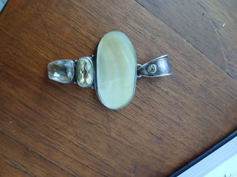 Sterling silver mother of pearl semi precious stone pendant