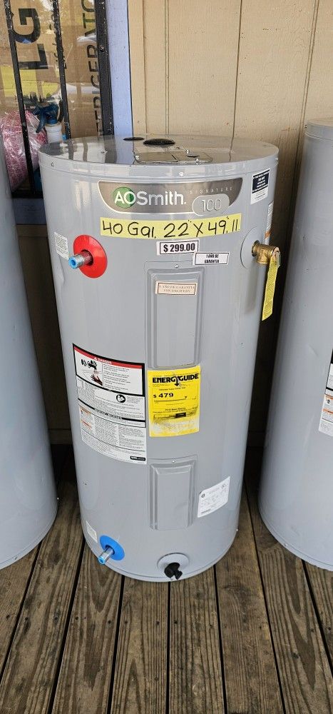 NEW 40 GALLONS ELECTRIC WATER HEATER 1 YEAR WARRANTY GARANTIA POR ESCRITO