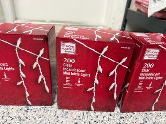 3 Boxes Home Accents Holiday 200 Clear Mini Icicle Lights - Brand New