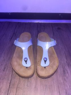 Birkenstock Gizeh 42 US 11 Blue Patent Thong Sandals