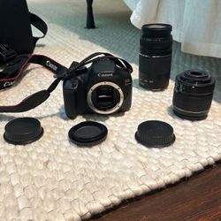 Cannon Camera With Zoom Lens And Ultra Wide Lens Plus Case Sd Card And Batteries