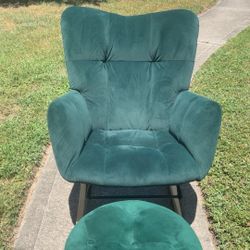 Green Rocking Chair With Ottoman