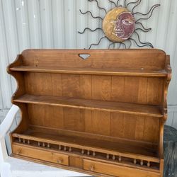 Vintage Wooden Wall Hanging Curio Display Shelf with Drawers XL LARGE SIZE 