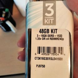 3-16GB DDR-3- 48GB KIT NEW IN PACKAGE