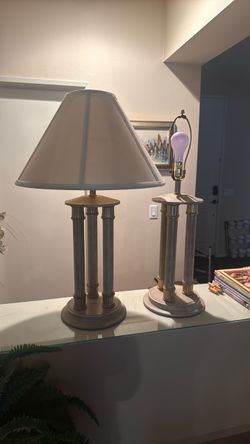 Pair of Column Table Lamps