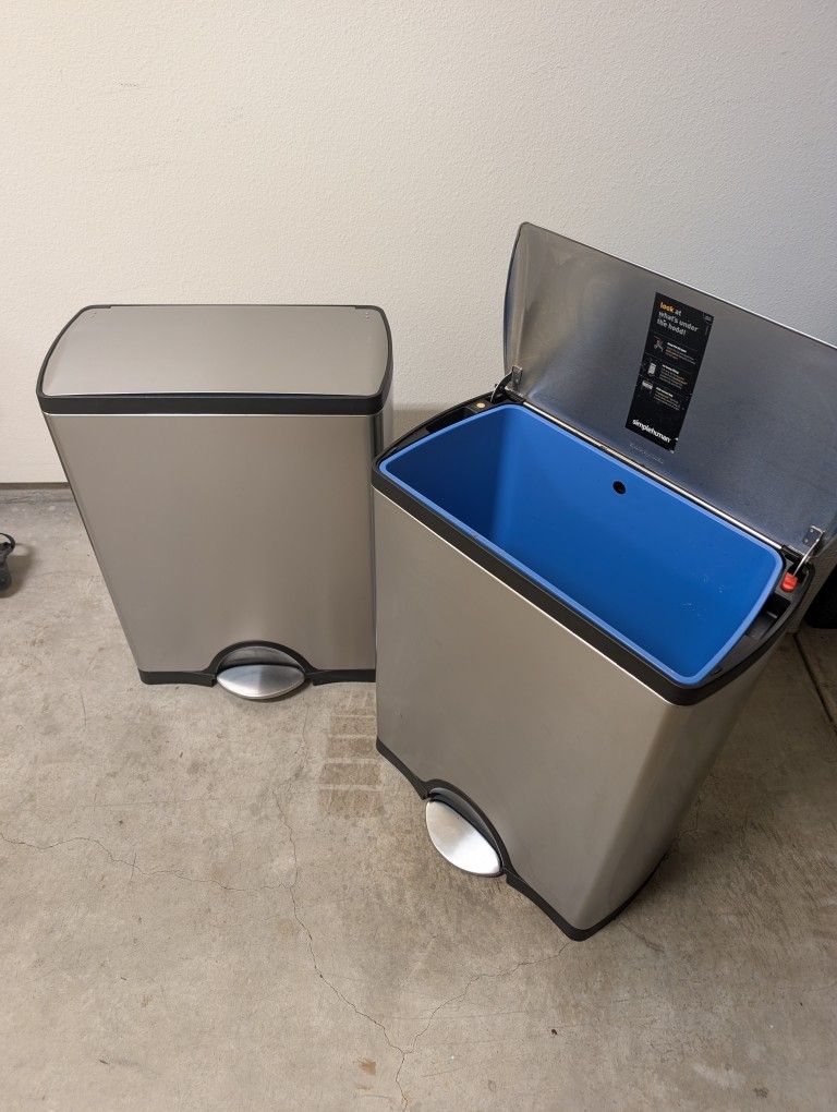 50L (13 Gallon) simplehuman Rectangular Kitchen Step Trash Can, Brushed Stainless Steel