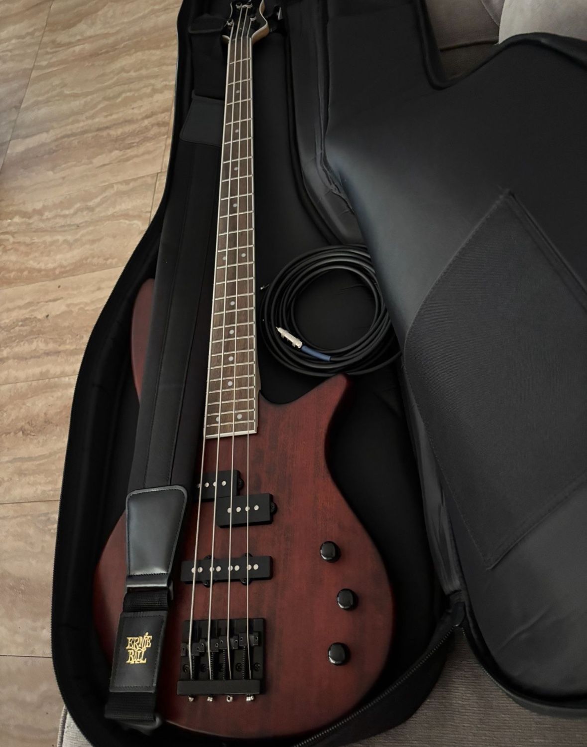 4 String Electric Bass Guitar Comes With Case And Strap And Cord 20ft