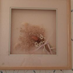 Beautiful Framed dried pink floral art work.