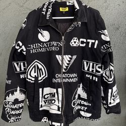 Chinatown market all over print denim jacket