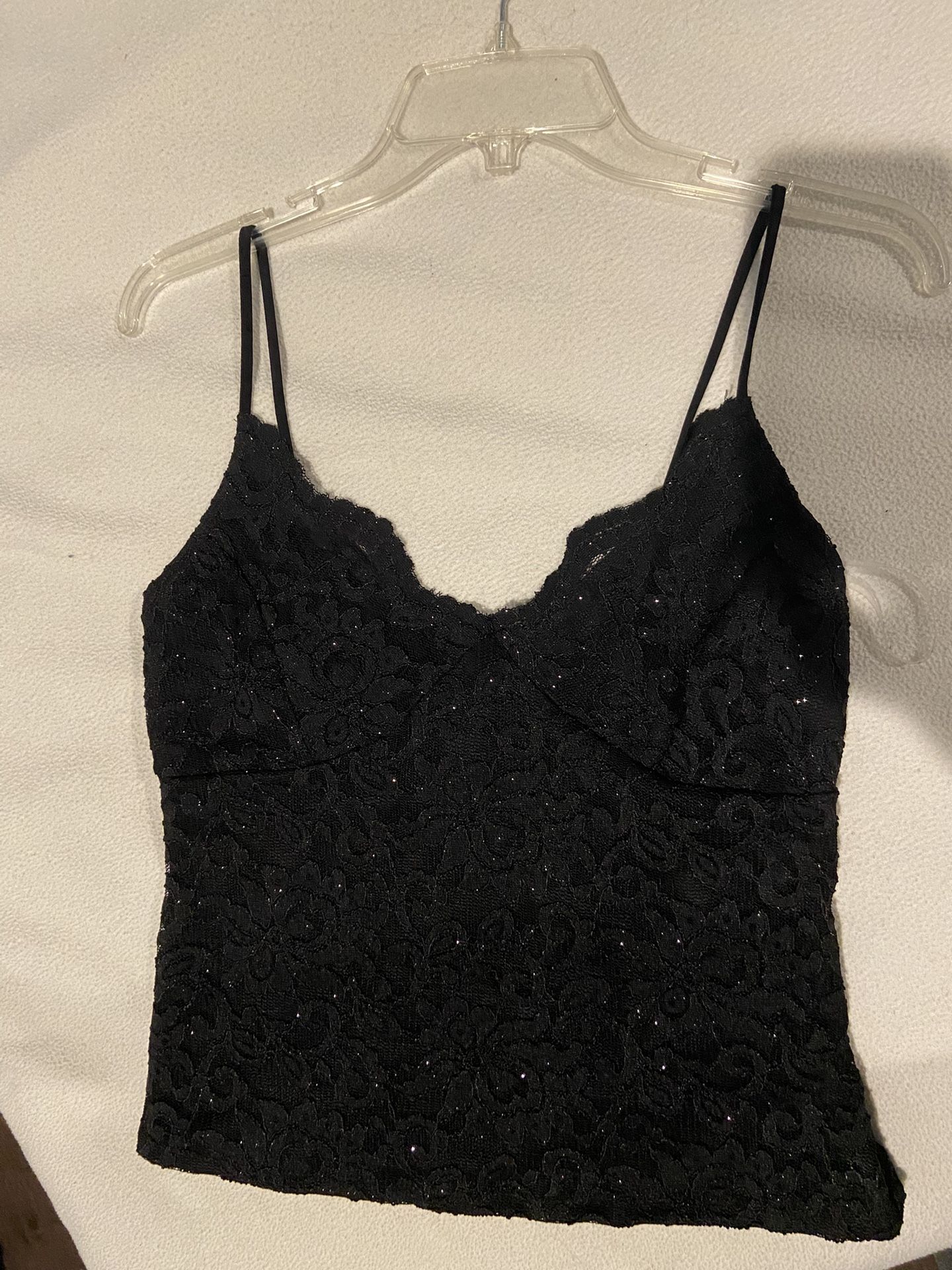 Black Lace Tank Top - Juniors Medium