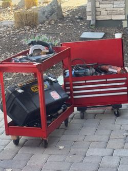 Toolbox with tools + Utility cart