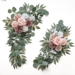 Artificial Flower Swag Set of 2 for Wedding Welcome Signs Floral Decorations | Home Decor - Champagne Dust Pink 💐🪷✨️