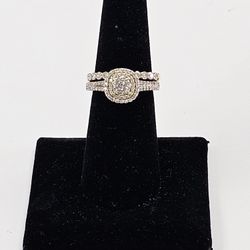Gold Diamond Cluster Ring Set # 10856