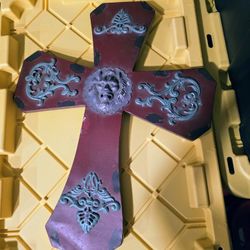 22" Lion Head Cross Metal Wall Art Hanger Indoor Outdoor Garden Decoration 