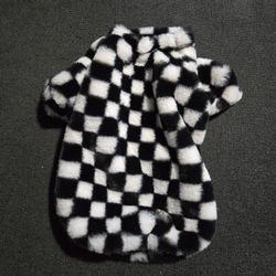 Fuzzy Checkered Dog Cat Sweater - Small to Small Medium