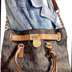 Michael Kors Hamilton Large Leather MK Logo Bag 