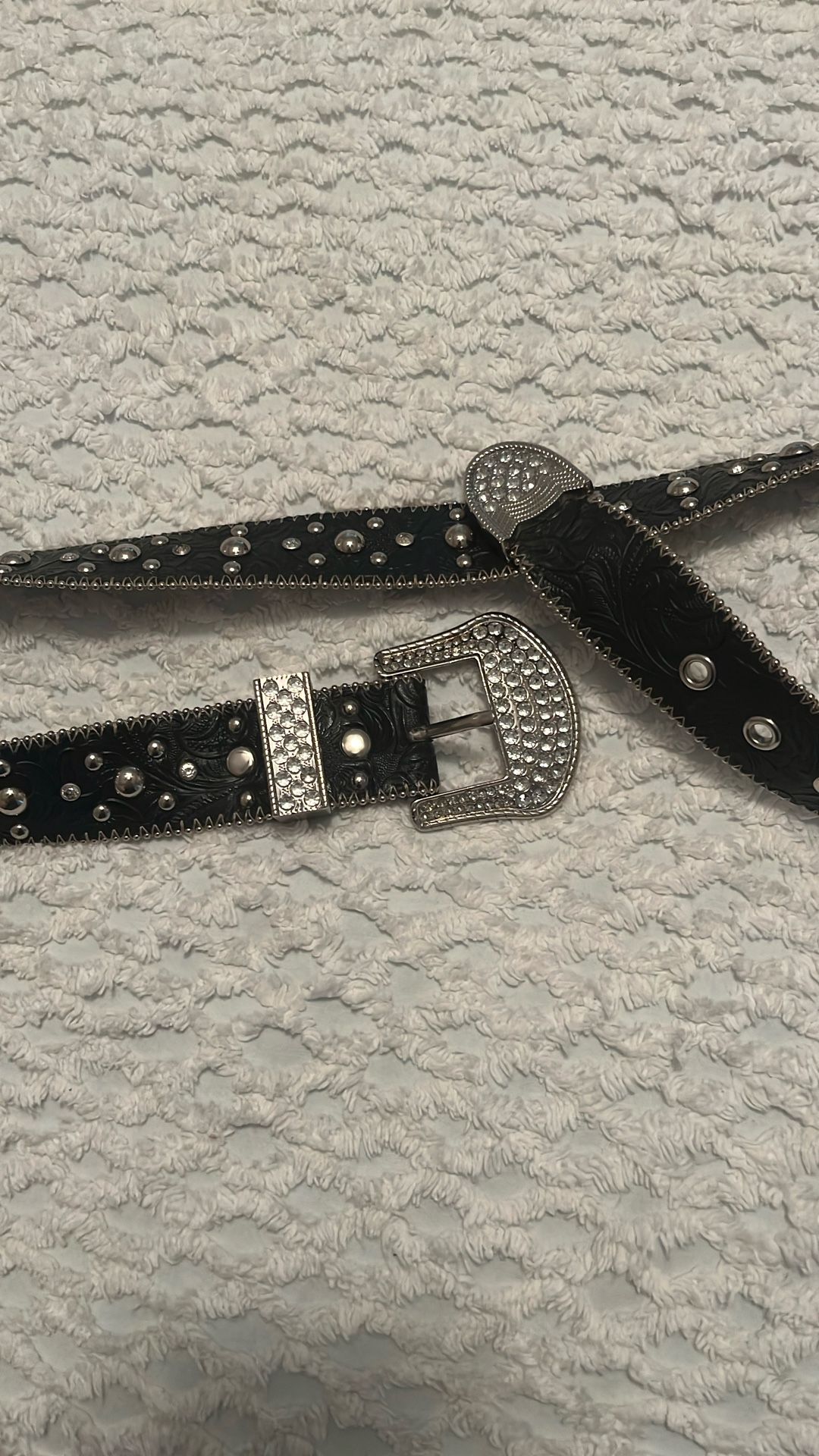 Western Bling Leather Belt Medium