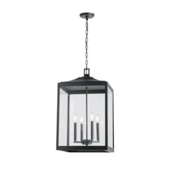 New 27.2”H*16”W Havenridge 4-Light Matte Black Outdoor Outside Hanging Light Scone with Clear Glass 