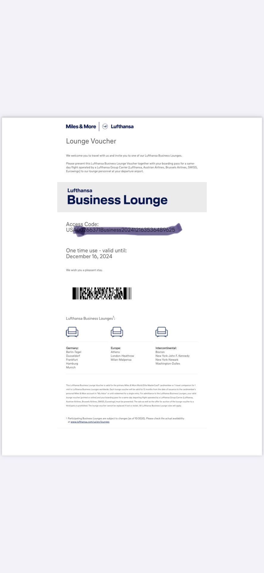 Free Lufthansa Business Lounge Passes - 2
