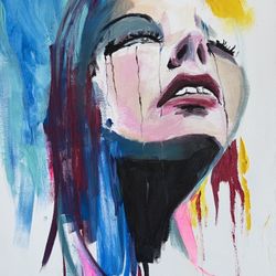 Woman Crying Acrylic Painting 