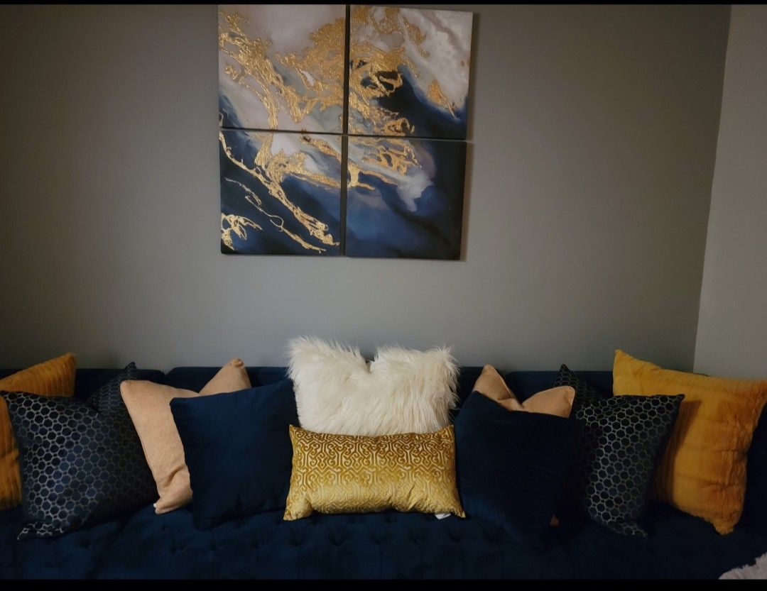 Beautiful Blue Velvet Sectional 