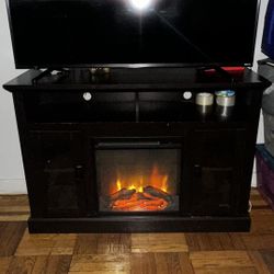 Dark brown heated fireplace